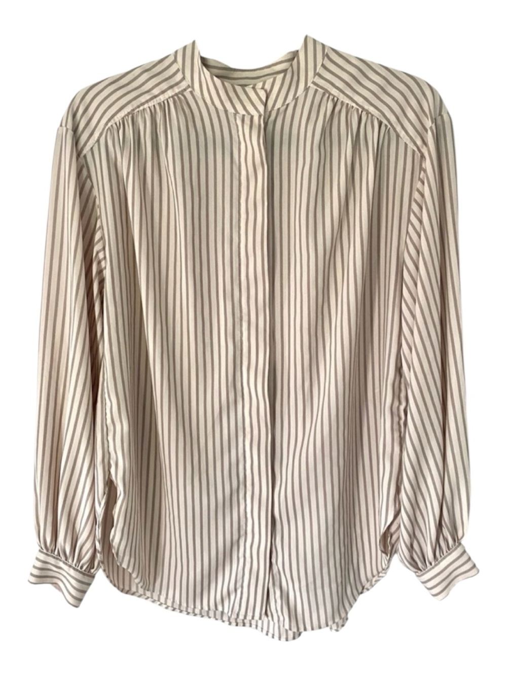H&M Creamy white and Gray Striped Blouse